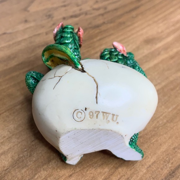 1997 WU Twin Dragon Figurine Hatching From Egg & 1998 WUI Dragon on Rock Resin - Picture 7 of 16